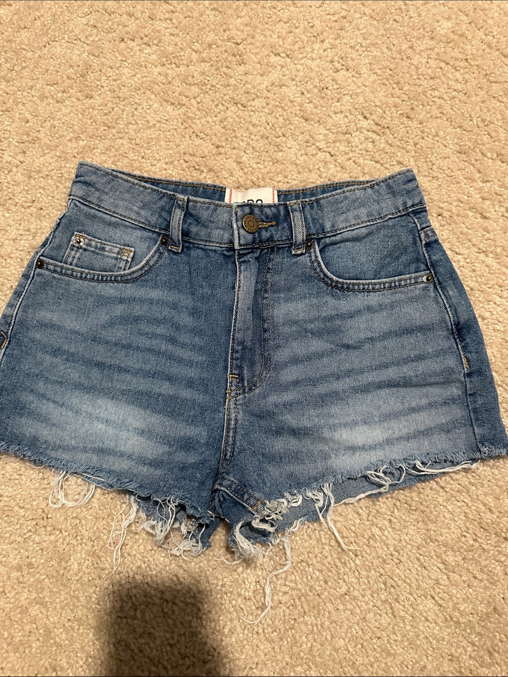 BDG Light Blue Frayed Hem Denim Shorts